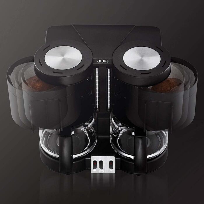 Подвійна кавоварка Krups KM8508 Duothek Plus Комбіавтомат Кава та чай 2 x 10 чашок 2 незалежні системи заварювання Чорний