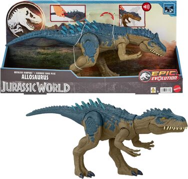 Іграшка-динозавр Mattel Jurassic World Ruthless Rampage Allosaurus, фігурка динозавра з безперервними кусючими атаками, ревучими з