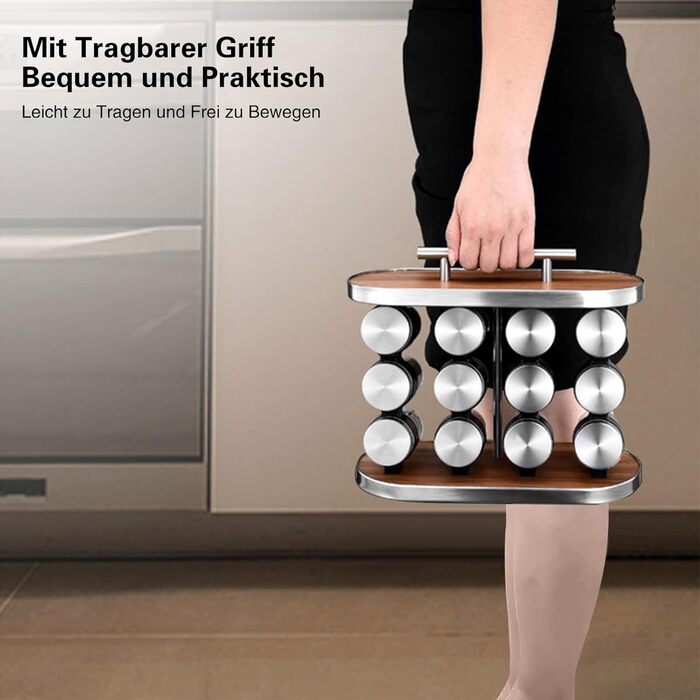 Набір підставок для спецій, універсальний кухонний органайзер для спецій з 12 банками для спецій, прикраси в художньому стилі, зберігання спецій, 28 x 23,6 см