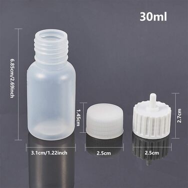 Набір флаконів BENECREAT Multipurpose DIY Precision Tip Applicator квіллінг своїми руками, аплікатор для клею, пляшка з олією 10 пляшок, 20 насадок і 20 ковпачків, 50 мл (30 мл, 6 шт. 15 порад 6 капсул)