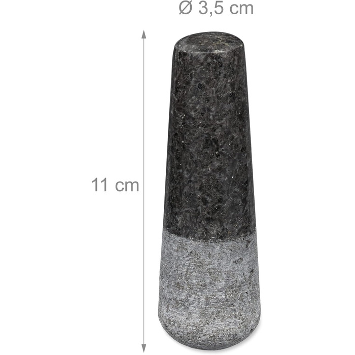 Гранітний розчин Relaxdays з товкачиком, міцний і довговічний, спеції, трави, полірований кам'яний розчин, Ø 8,5 см, V 100 мл, сір