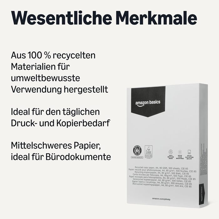 Копіювальний папір Storeo Basics, 100 перероблений, A4, 80 г/м, 2500 аркушів (5 пачок), натурально-білий
