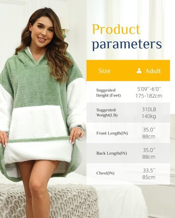 Ковдра з капюшоном Argstar Oversized, портативна ковдра, легка ковдра з капюшоном, затишна оксамитова ковдра, тепла толстовка з кишенею та еластичними рукавами для дорослих, жінок та чоловіків, шавлійно-зелена, один розмір