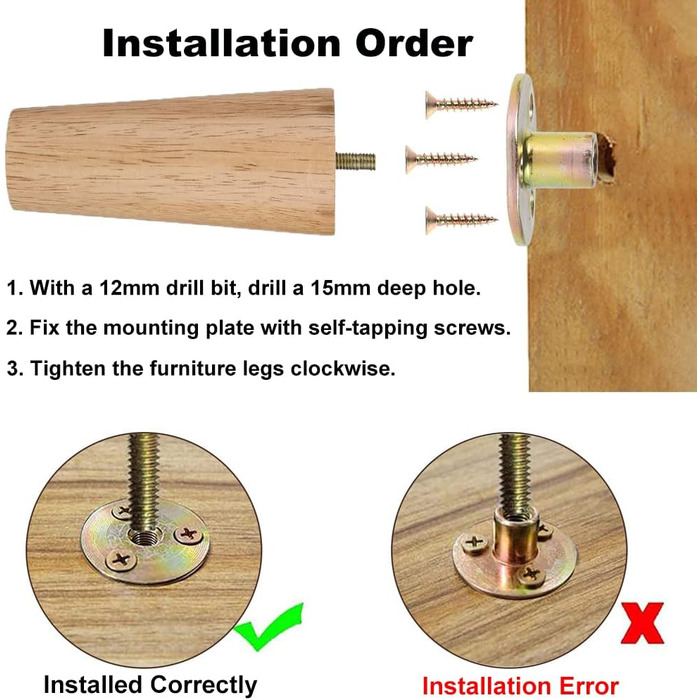 Дерев&39яні ніжки для меблів, 4 шт., конічні ніжки для меблів, змінні ніжки для дивана 12 см, дерев&39яні ніжки для меблів, ніжки для шаф, ніжки для шафи з монтажною пластиною, гумові накладки для столу, дивана, ліжка, шафи, кушетки, 4 шт./12 см