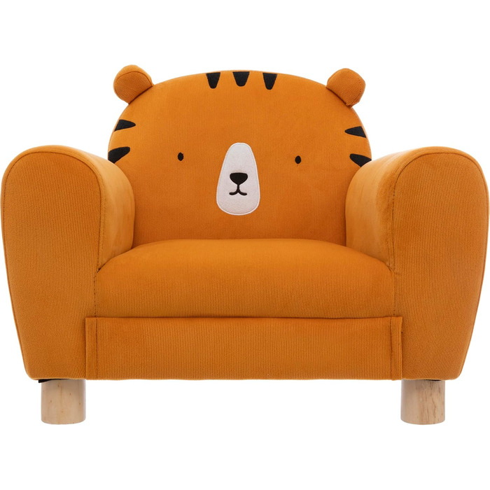 СТВОРИТЕЛЬ АТМОСФЕРИ ІНТЕР&39ЄРУ Дитяче крісло, Тигр, Крісло, Стілець, Джунглі/Тварини, Помаранчевий, Поліестер, Пінополіуретан (ПУ), Фанера, Розслаблюючий