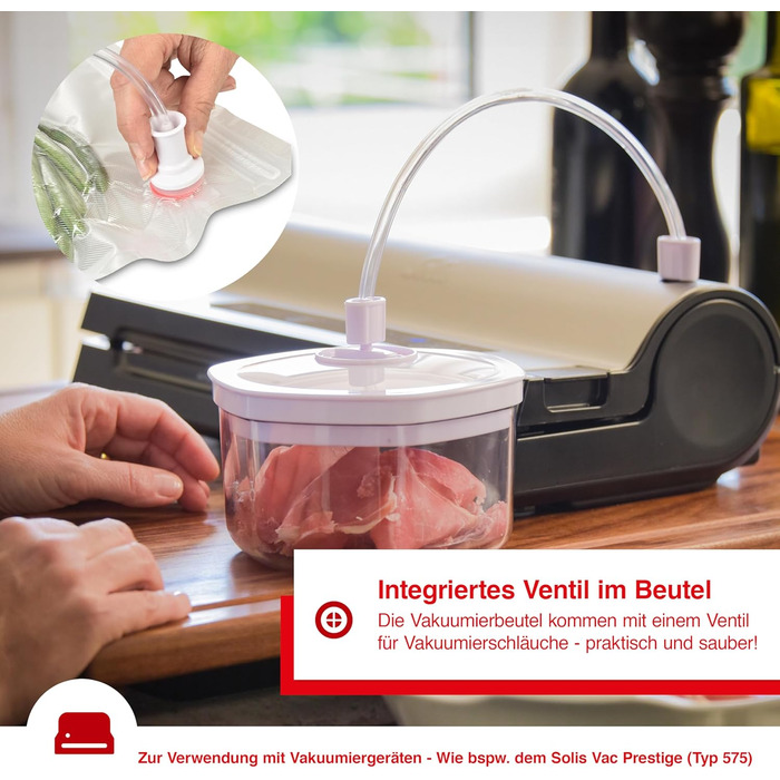 Стартовий набір Solis з пакетами для вакуумного пакування Zip, 7 шт. 5 пакетів з термозбіжною плівкою, комплект з'єднань шлангів для вакуумного пакувальника/вакуумного пакувальника, допоміжний засіб для герметизації