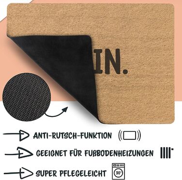 Килимок для прихожих та вулиці 50x70 см - плоский та нековзкий - Привіт. - Смішний вислів - Килимок для прихожих, який можна прати, для чистого взуття та стильного, сучасного входу