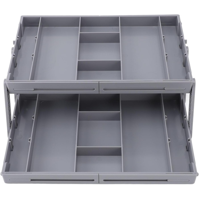 Органайзер для косметики, складаний контейнер різних розмірів, розширюваний настільний лоток для ювелірних виробів, канцелярського приладдя, аксесуарів для волосся, пластиковий (2 яруси) для повсякденного використання