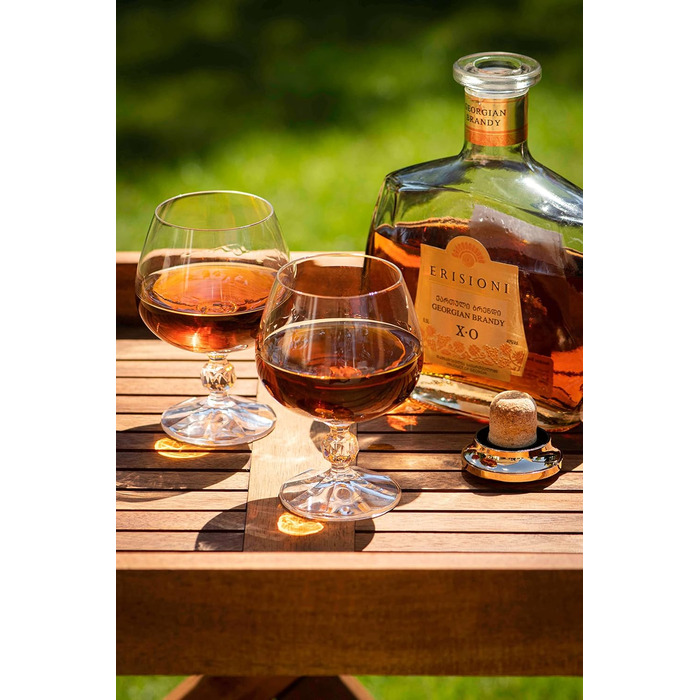 Кришталеві чарки для коньяку або бренді Claudia, вінтажний стиль, куляста ніжка, безсвинцевий кришталь, 6 шт.