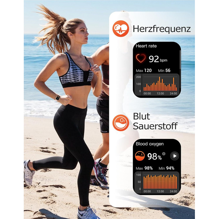 Розумний годинник RUIMEN з функцією телефону, розумний годинник для жінок та чоловіків, фітнес-годинник із сенсорним HD-екраном та моніторингом SpO2, монітором серцевого ритму, монітором сну, крокоміром, режимами кількох тренувань для Android та iOS, роже