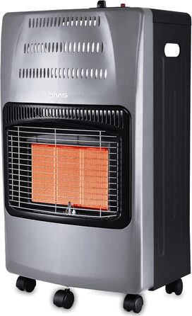 Газовий обігрівач DMS 4200 Вт, газовий обігрівач, інфрачервоний керамічний пальник з регулятором тиску газу, газовий шланговий обігрівач, інфрачервоний газовий балон з бутаном та пропаном до 15 кг [Клас енергоефективності A] (сірий) [Клас енергоефективнос
