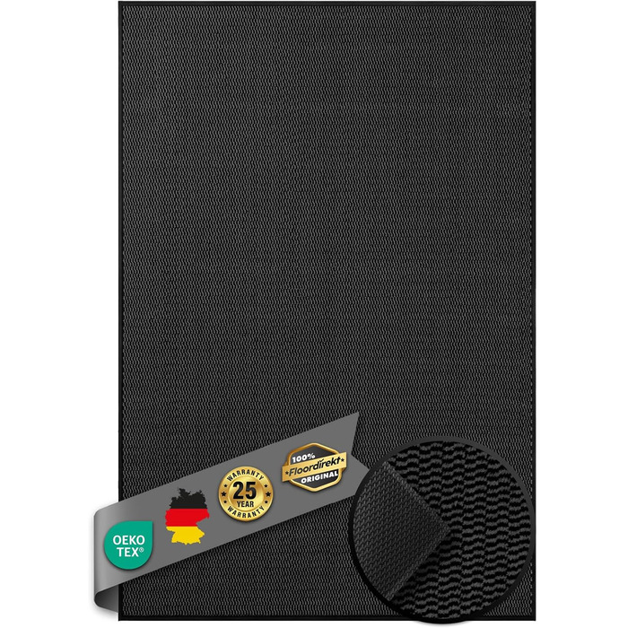 Килимок Floordirekt преміум-класу для вхідної зони, 120x180 см, антрацит, брудозбірний килимок для використання всередині та зовні приміщень, нековзний та миється, килимок для очищення для коридору, килим для вхідних дверей, Sky Novo 120 x 180 см, антраци