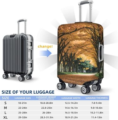 Чохол для валізи Дорога до осені, міцний захист для багажу розміром 45.7 - 81.3 см, компактний, чорний