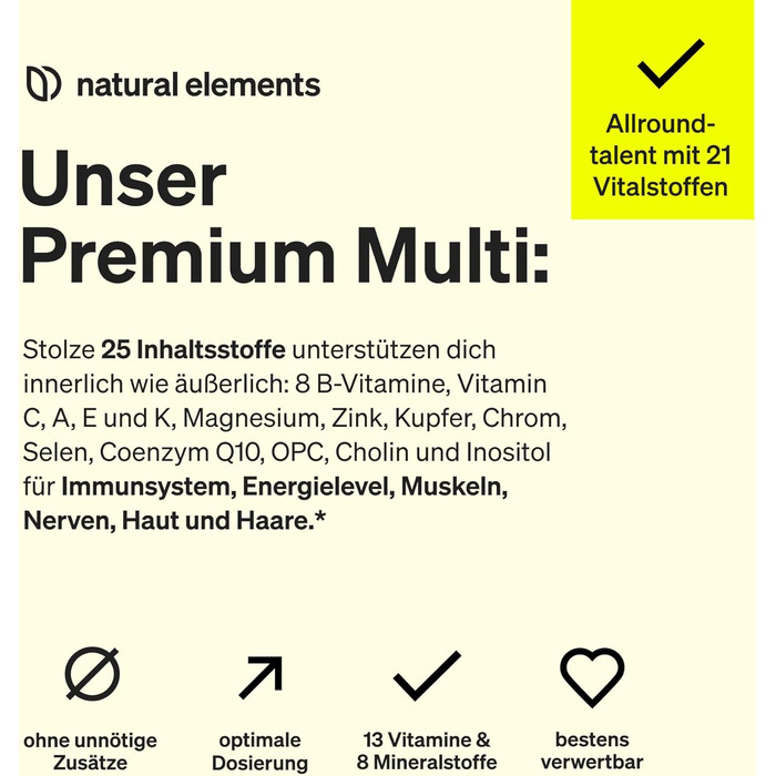 Капсули Natural Elements Преміум Мультивітамін (180 шт.)