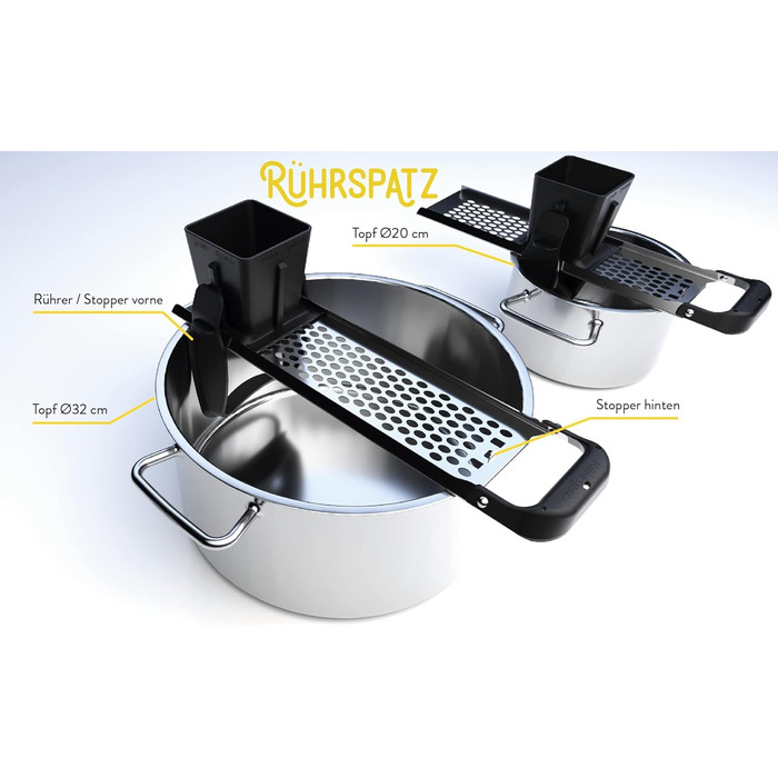 Слайсер Rhrspatz з нержавіючої сталі Spaetzle з функцією перемішування, дуже великий контейнер для тіста, готуйте шпецле в 4 рази