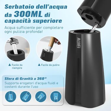 Бездротовий іригатор для зубів та брекетів, 300 мл, з 8 насадками-розпилювачами, 5 режимів роботи, водонепроникний IPX7, портативний для дому та подорожей, чорний