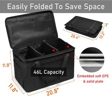 Тактична сумка для зберігання речей для кемпінгу, 46 л, органайзер для багажника (чорна)