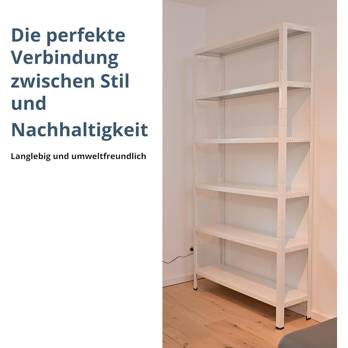 Підключаємий офісний стелаж SCHULTE Shelf World з 6 полицями PowerMAX, вантажопідйомність 65 кг, 200x100x30 см (ВxШxГ), білий, стелаж для зберігання, стелаж для майстерні, стелаж для підвалу, стелаж для гаража, металевий стелаж