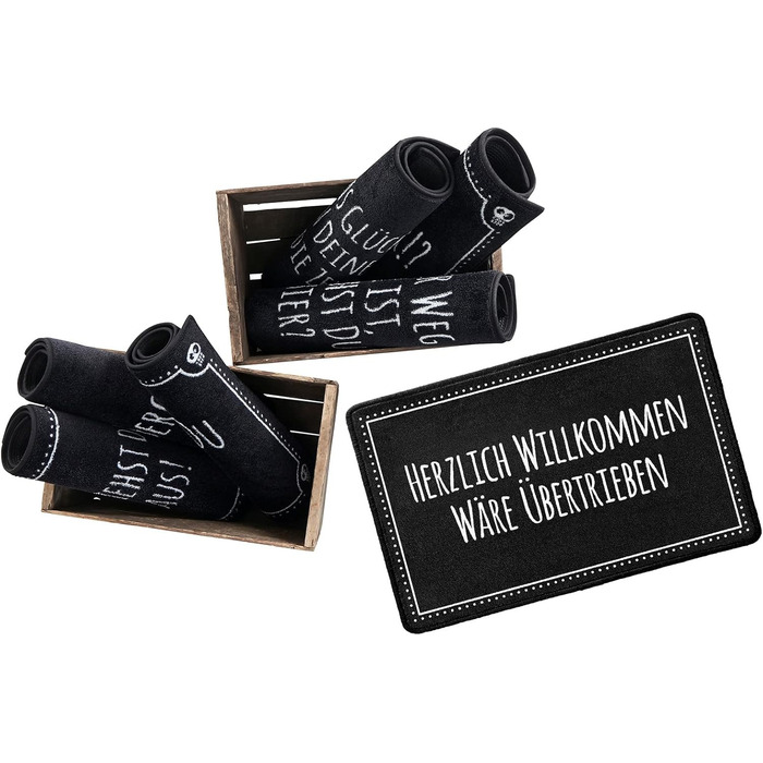 Килимок для дверей Печиво з невдачею з написом Теплий прийом це перебільшення (67 x 43 см нековзний, можна прати, чорний)