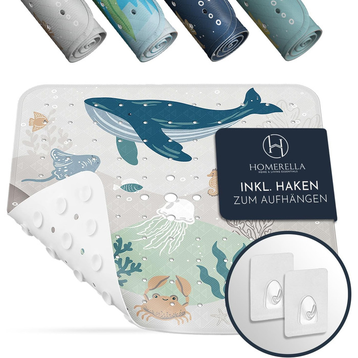 Килимок для душу нековзний дитячий - 100 без вмісту BPA Вкл. 2 гачки для підвішування 53x53см - Протиковзкий килимок для душу інте