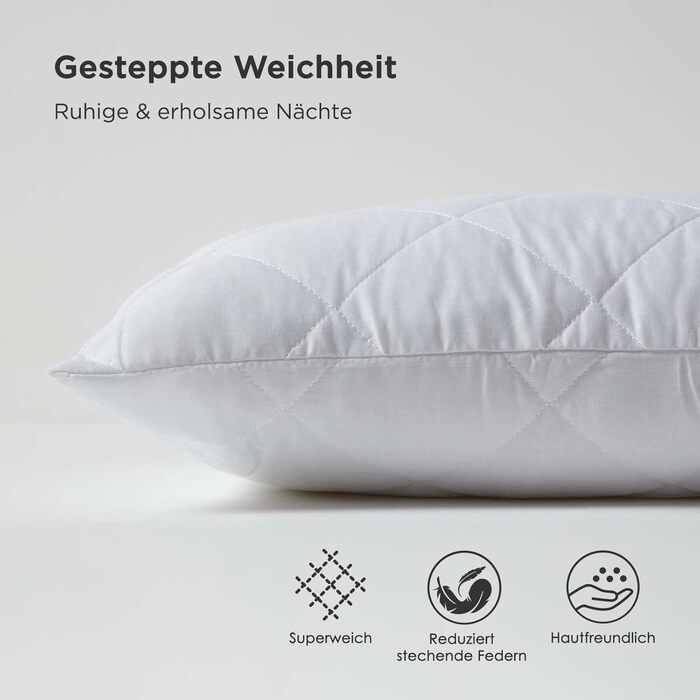 Набір із 4 стьобаних наволочек Homescapes 80x80 см, гіпоалергенні наволочки з полібавовни 80 x 80 см - набір із 4 шт.