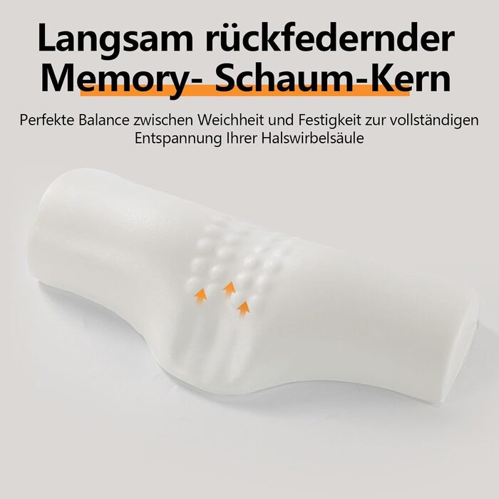 Ортопедична подушка для шиї, подушка з піни з ефектом пам&39яті, ергономічна подушка для підтримки шиї з масажними точками та посиленою бічною підтримкою, для сну на боці, спині та животі, сіра