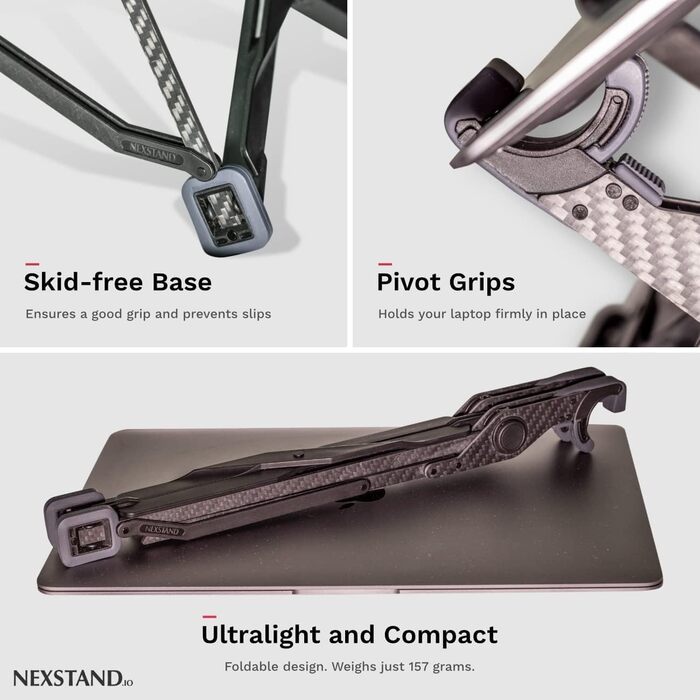 Складана підставка для ноутбука з карбону, портативна, 7 рівнів регулювання висоти, ергономічна. Підвищення для ноутбука на стіл для MacBook та інших моделей., 1