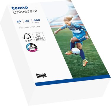 Папір для принтера/копіювального апарату inapa tecno Universal 80 г/м, A5 (210x148), 5000 аркушів (10x500), білий універсальний папір