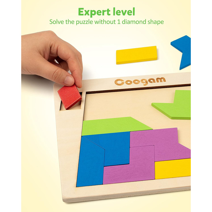 Дерев&39яні блоки-головоломки Геометричні танграми Головоломки Головоломка 3D Логічна гра IQ Барвиста форма Шаблон Монтессорі STEM