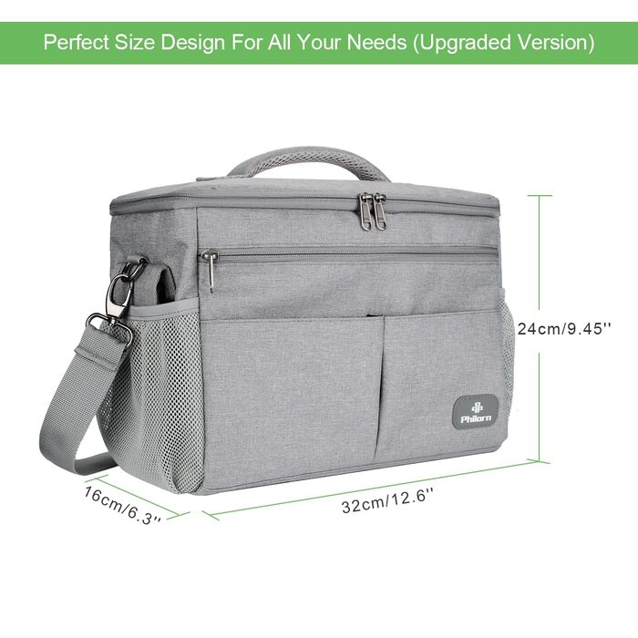 Організатор для коляски PHILORN з ізольованим підсклянником, плечовим ременем великої місткості, універсальна сумка для дитячої ко