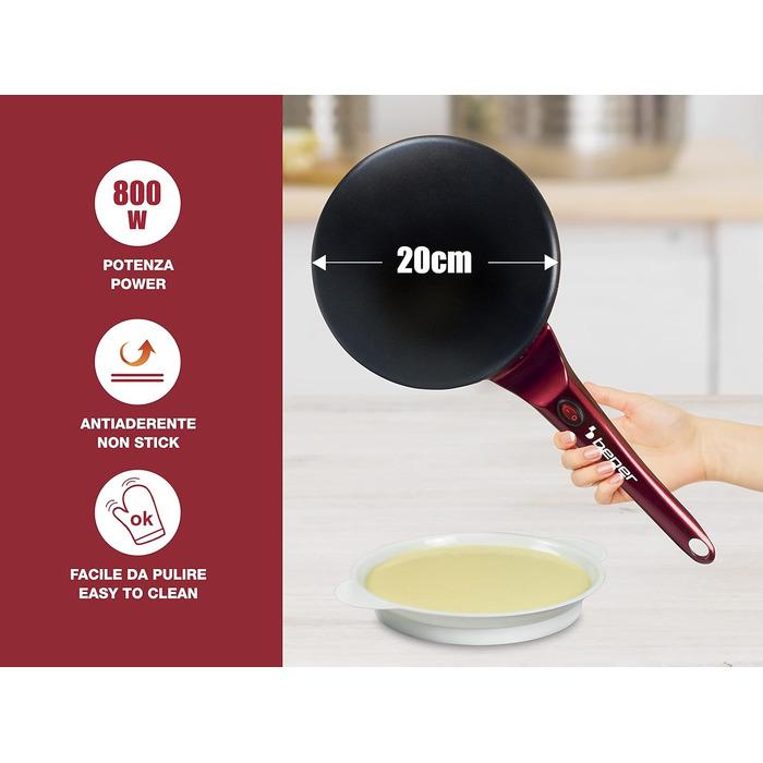 Електричний млинець червоний і чорний, електрична млинниця 800 Вт з ручкою, 710Y