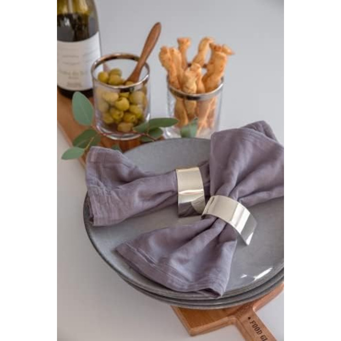 Набір з 2 кілець для серветок Volute, елегантні посріблені, стійкі до потемніння, довжина 6 см, діаметр 3,5 см, прикраса столу для весілля