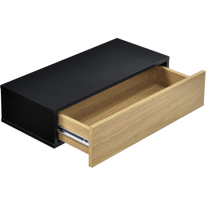 Набір з 2 настінних полиць з шухлядою Чорний/дерево Підвісна полиця Настінна полиця Шафа Стіл Тумба приліжкова Комод Настінна поли