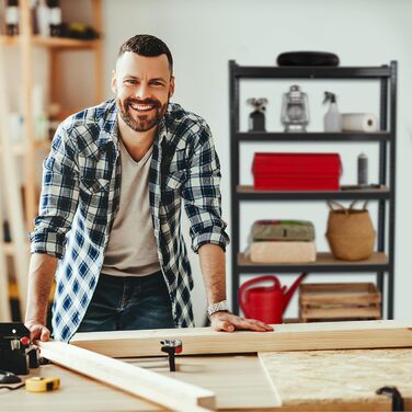 Полиця для зберігання Relaxdays для важких умов експлуатації, 5 ярусів, ВШХ 180 x 100 x 40 см, до 500 кг, сталь, чорна