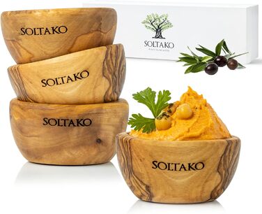 Високоякісні міні-миски для занурення з ексклюзивного оливкового дерева - соусниці - маленька середземноморська миска для оливок і