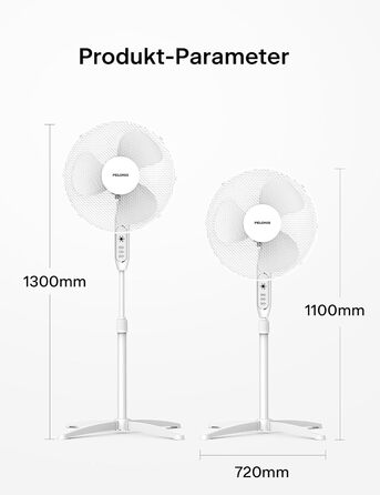 П'єдестальний вентилятор Pelonis, 16-дюймовий вентилятор безшумний з пультом дистанційного керування, регульований по висоті, 3 ре