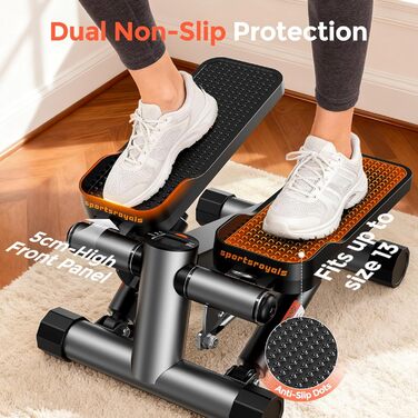 Степер Sportsroyals для вправ на сходах для дому степер з гойдалками вгору-вниз із силовими канатами для тренування м&39язів спини/рук/сідниць, міні-степер для фітнесу вдома та офісу