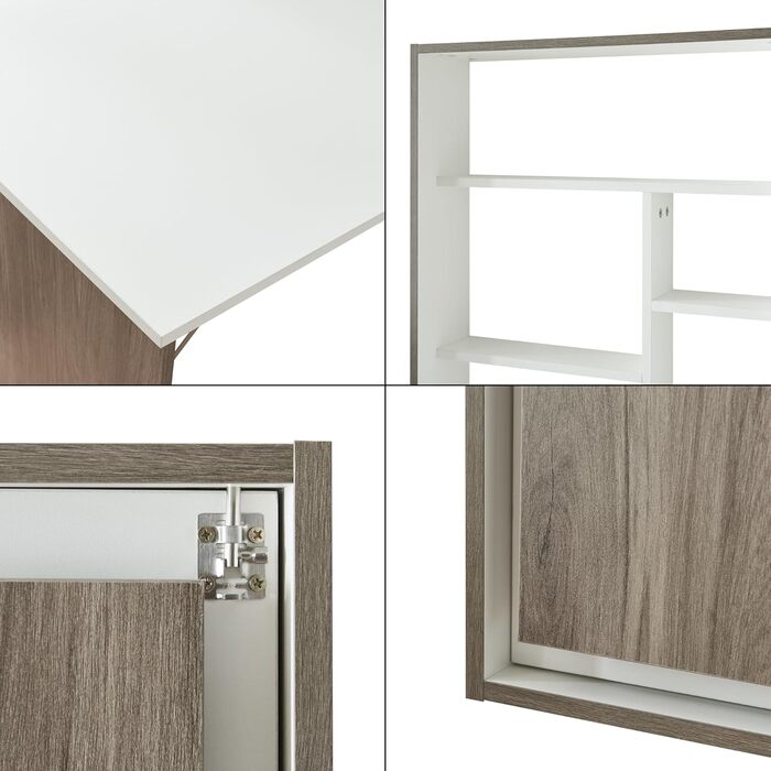 Настінний розкладний стіл Greve, розкладний стіл, настінний розкладний стіл з місцем для зберігання, настінний стіл, розкладний стіл, кухонний стіл, обідній стіл, білий/під дерево