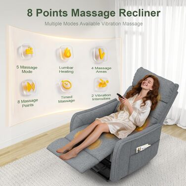 Крісло-реклайнер для телевізора з підйомником, електричне масажне крісло з функцією відкидання, масажем та підігрівом, крісло для телевізора, шезлонг, м&39яке крісло, крісло для вітальні з 2 пультами дистанційного керування, сірий