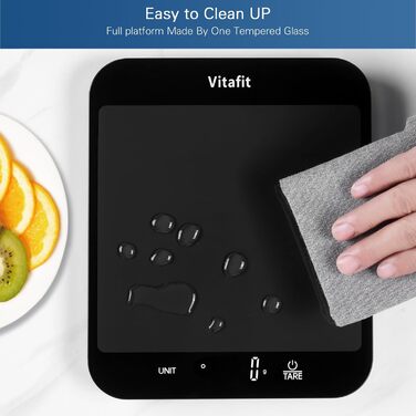 Цифрові кухонні ваги Vitafit 15 кг, багатофункціональні кухонні ваги, цифрові ваги зі світлодіодним дисплеєм, загартоване скло, то
