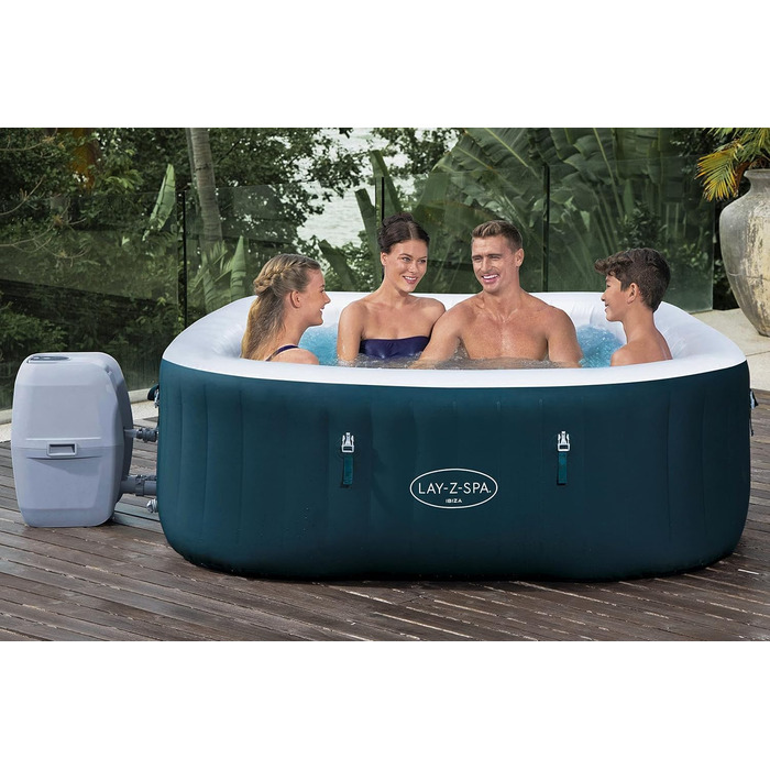 Гідромасажна ванна Bestway LAY-Z-SPA Ibiza AirJet, 180 x 180 x 66 см, 4-6 осіб, кутова, бензиново-блакитна одномісна