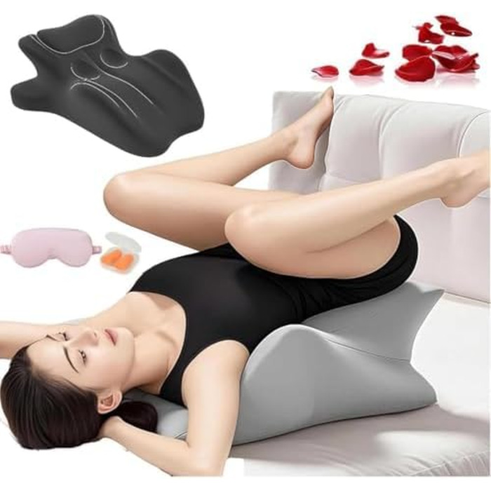 Універсальна подушка Liborah, подушка з кутом нахилу 27 для інтимної близькості, ергономічна подушка з піни з ефектом пам&39яті, чохол з бамбука, який можна прати, підтримка хребта та спини, ідеально підходить для сидіння та лежання (чорна)