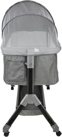 Дитяче ліжечко-колиска, 4-рівневе регулювання висоти, 3-в-1 дитяче ліжко та колиска, ліжечко з колесами, москітна сітка, нахил 20, 104 x 52 x 100-110 см Linen Grey