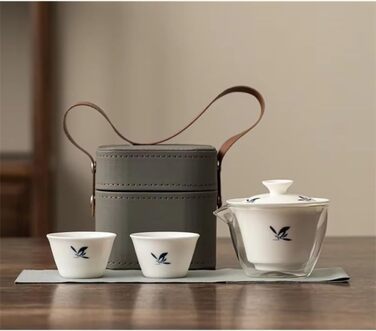 Компактний чайний набір з нефриту, портативний посуд для чаювання, повний комплект з чайником та чашками, ідеальний для активного відпочинку, кемпінгу та офісу, чудова ідея для подарунка