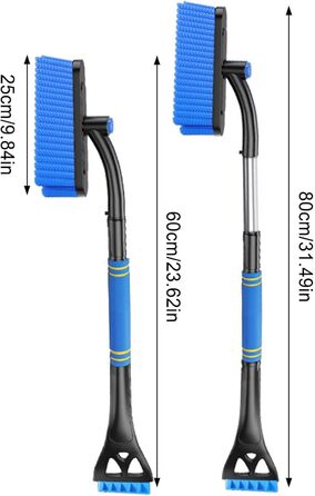 Скребок для льоду зі сніговою щіткою, скребок для видалення снігу 3 в 1, багатофункціональний знімний інструмент для прибирання снігу для вантажівки, автомобіля, заднього двору, кемпінгу синій