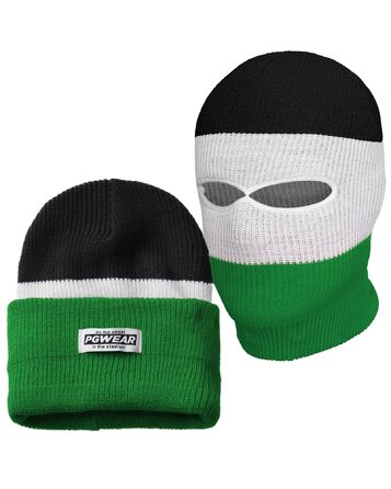 Шапка та балаклава PGWear Troublemaker 2 в 1 унісекс чорний білий зелений