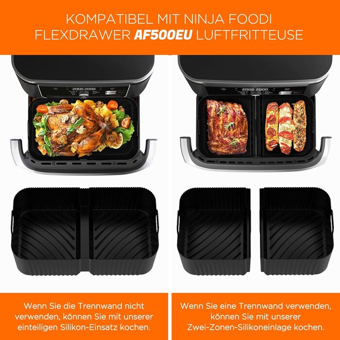Аксесуари для фритюрниці FTUREERA для фритюрниці Ninja Foodi AF500EU 10.4 л, аксесуари для фритюрниці 116 шт. для ніндзя, включаючи силіконову форму, решітку для гриля, папір для випічки, силікон для форми для випічки