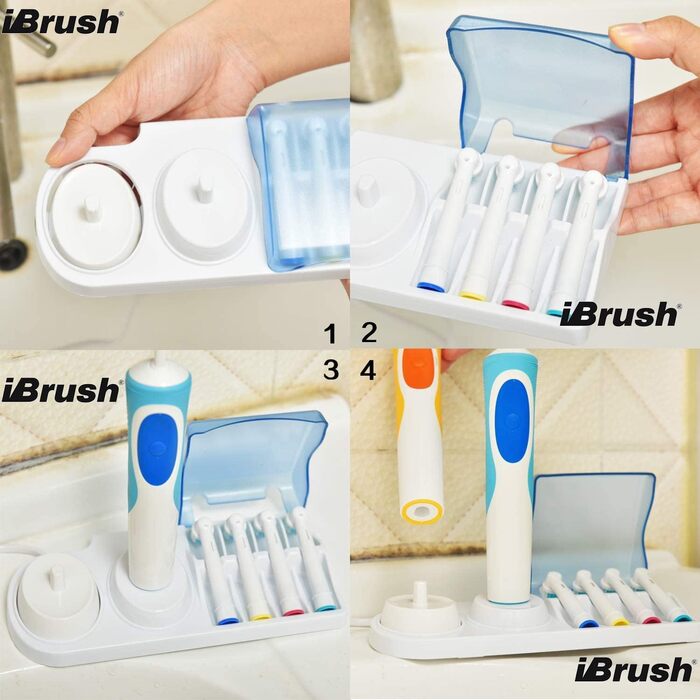 Тримач зубної щітки ibrush Електрична зубна щітка, сумісна з насадками Oral-B Sensitive - Тримач головки щітки - Зарядна станція Oral-B для 2 зубних щіток - Тримач Oral-B