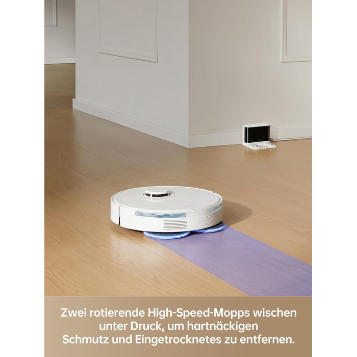 Потужність всмоктування 7 000 Па, система миття DuoScrub, автоматичне підняття швабри, ультразвукове виявлення килимів, шерсті дом