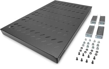 Полиця - Змінна глибина - Для стаціонарного встановлення - 19 дюймів - 1U - Вантажопідйомність 50 кг - Для мережевих шаф та серверних стійок - Глибина шафи від 1000 мм - Чорний колір Глибина шафи 708 мм Чорний колір, 97649 -